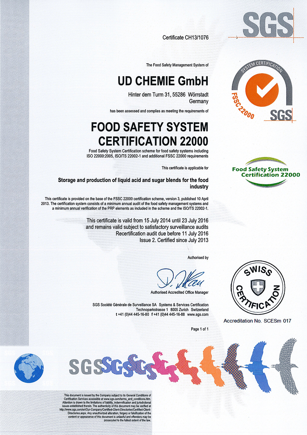 ISO FSSC Zertifikat